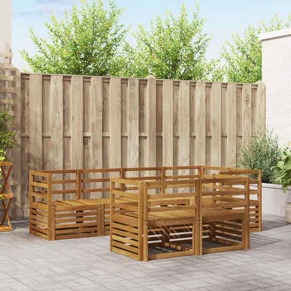 vidaXL Комплекти дивани 7 pcs Естествен Солидно акациево дърво