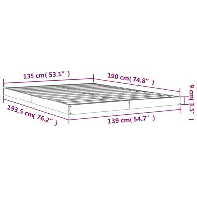 vidaXL Рамка за легло, бяла, 135x190 см, Double, бор масив