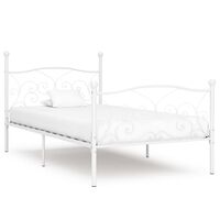 vidaXL Рамка за легло с ламелна основа, бяла, метал, 90x200 см