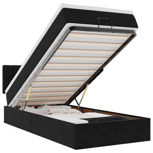 vidaXL Османска легло с матрак, черно, 90x190 см, кадифе