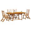 vidaXL Градински трапезен комплект, 5 части, акация масив и textilene