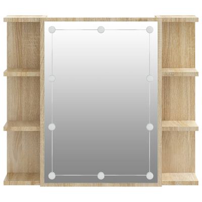 vidaXL Огледален шкаф с LED, дъб сонома, 70x16,5x60 см