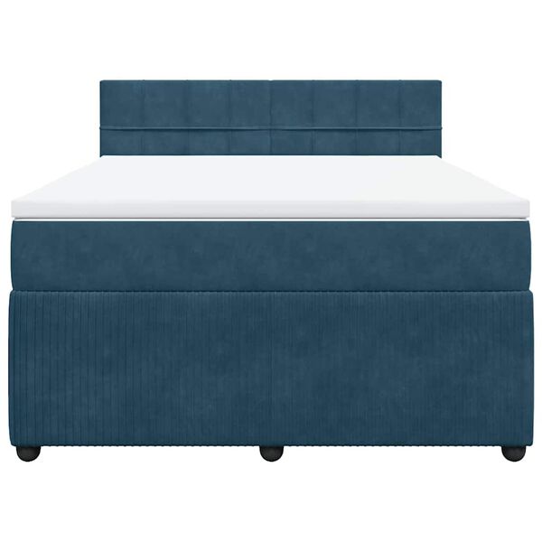 vidaXL Боксспринг легло с матрак, синя, 140x190 см, кадифе