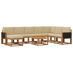 vidaXL Комплект дивани за открито 9 pcs Натурален и Бежов