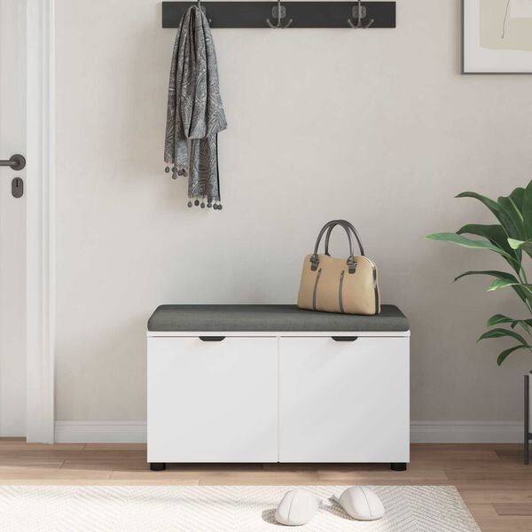 vidaXL Пейка за коридор с възглавница с врата Бяло 80 x 46 x 46 см