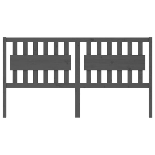 vidaXL Горна табла за легло, сива, 185,5x4x100 см, бор масив