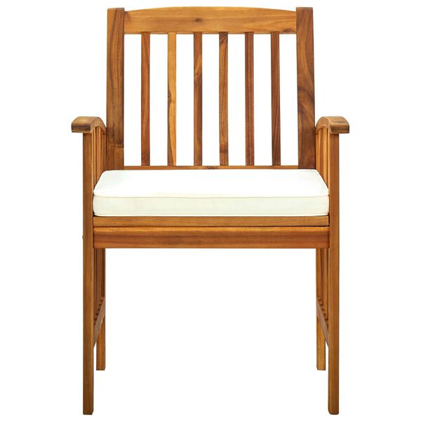 vidaXL Градински трапезни столове с възглавници, 3 бр, акация масив