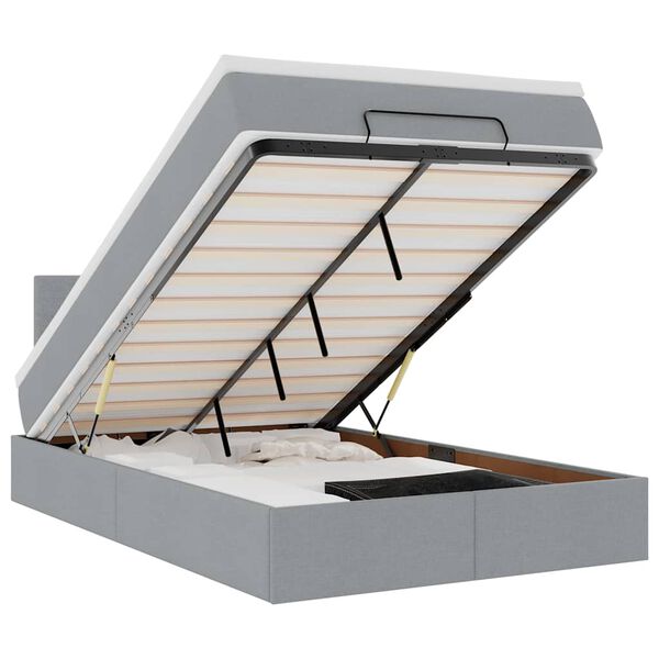 vidaXL Османска легло с матрак и LED, светлосиво, 120x200 см, плат