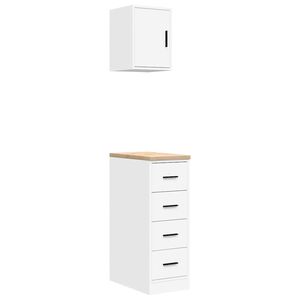 vidaXL гаражни шкафове, 2 бр, бели, инженерно дърво