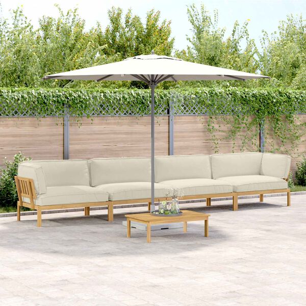 vidaXL Комплект дивани с възглавница 5 pcs Крем Солидно акациево дърво