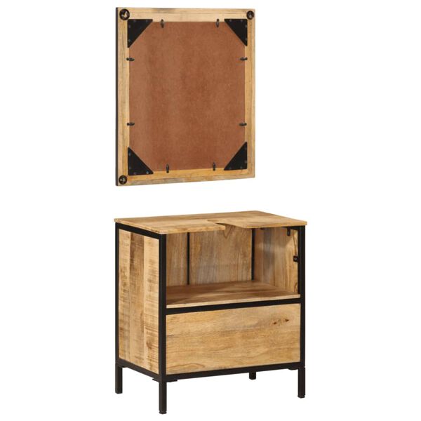 vidaXL Комплект мебели за баня, 2 части, желязо и масивно манго