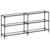 vidaXL Конзолна маса с прозрачен стъклен плот 194,5x30x81 см стомана