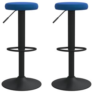 vidaXL Бар табуретки, 2 бр, сини, кадифе