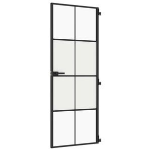 vidaXL Интериорна врата черна 76x201,5 см закалено стъкло и алуминий