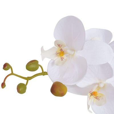 vidaXL Изкуствено растение орхидея със саксия, 65 см, бяло