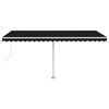 vidaXL Автоматичен сенник, LED и сензор за вятър, 500x300 см, антрацит