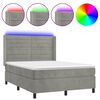 vidaXL Боксспринг легло с матрак и LED, светлосиво, 140x190 см, кадифе
