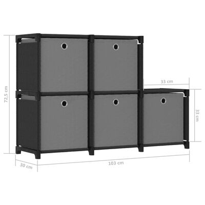 vidaXL Органайзер с 5 отделения с кутии, черен, 103x30x72,5 см, плат