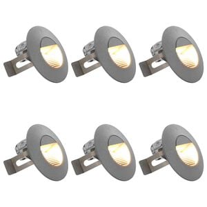 vidaXL Фасадни LED аплици, 6 бр, 2 W, сребристи, кръгли