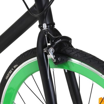 vidaXL Велосипед с фиксирана предавка, черно и зелено, 700c, 59 см