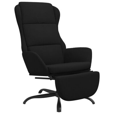vidaXL Релаксиращ стол с опора за крака, черна, микрофибърен текстил