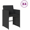 vidaXL Градински столове с възглавници, 4 бр, черен, полиратан
