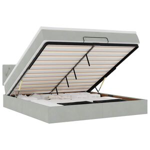 vidaXL Османска легло с матрак и LED, светлосиво, 160x200 см, кадифе