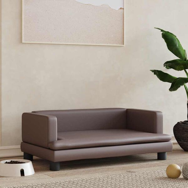 vidaXL Кучешко легло, кафяво, 80x45x30 см, изкуствена кожа