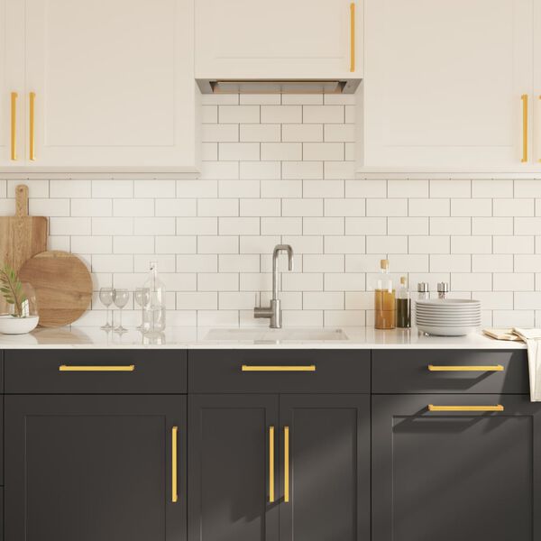 vidaXL Дръжки за шкафове, 10 бр, златисти, 224 мм, неръждаема стомана