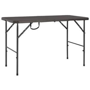 vidaXL Сгъваема градинска маса кафява 120x60x74 см HDPE имитация ратан