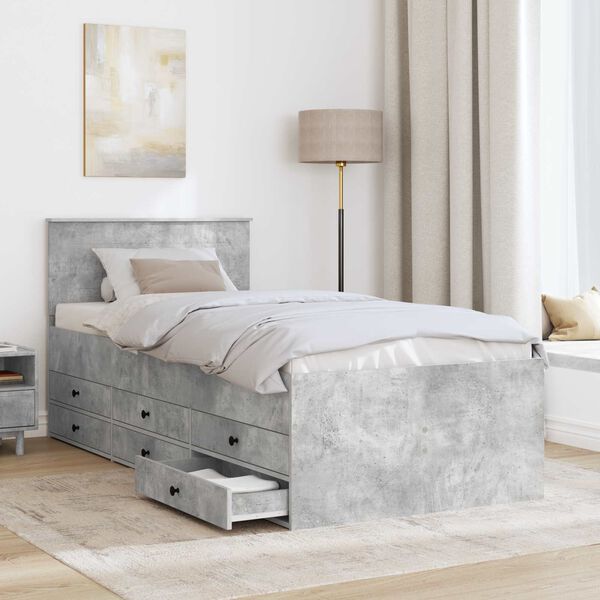 vidaXL Легло-диван Сив бетон и черно 100 x 200 cm Инженерно дърво