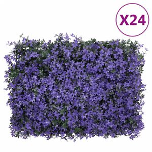 &nbsp;vidaXL Ограда от изкуствени листа 24 бр лилаво 40x60 см
