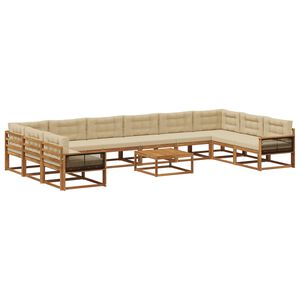 vidaXL Комплект дивани за открито 11 pcs Натурален и Бежов