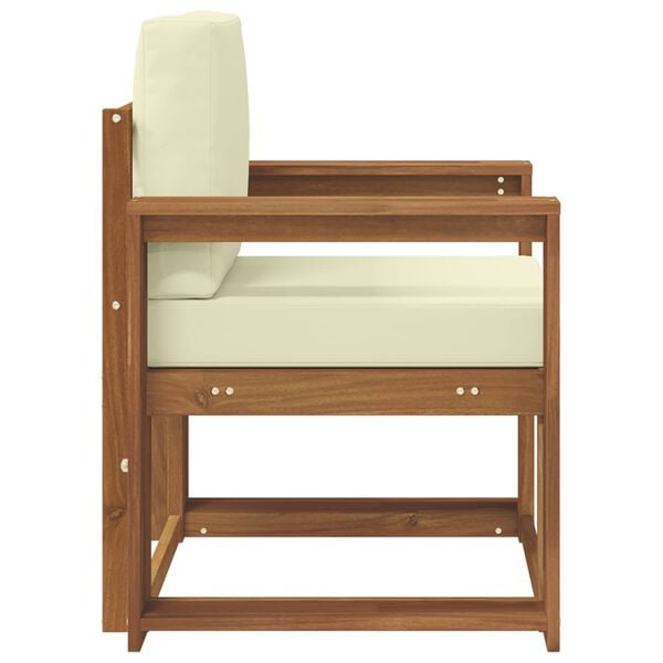 vidaXL Външен диван Солидно акациево дърво и полиестер Естествен