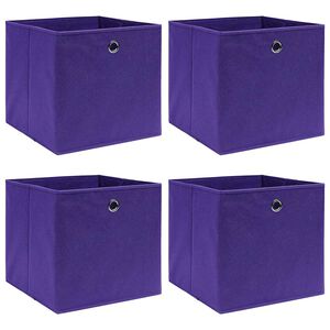 vidaXL Кутии за съхранение, 4 бр, нетъкан текстил, 28x28x28 см, лилави