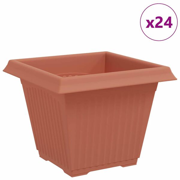 vidaXL Квадратна цветна саксия 24 pcs Червено тухла 38 x 38 x 30 см