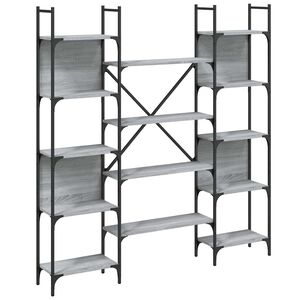 vidaXL Етажерка за книги сив сонома 155,5x24x166,5 см инженерно дърво