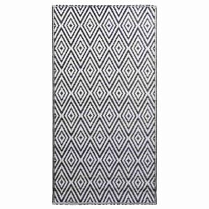 vidaXL Килим за открито, ARAKIL бяло и черно, 120x180 см, PP