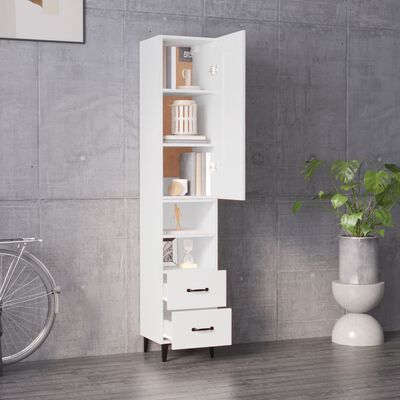 vidaXL Висок шкаф, бял, 35x34x180 см, инженерно дърво