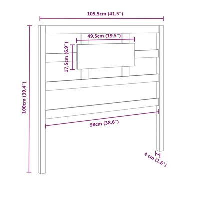 vidaXL Горна табла за легло, меденокафява, 105,5x4x100 см, бор масив