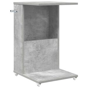 vidaXL Странична маса с колело Циментено сиво 40 x 35 x 60 см
