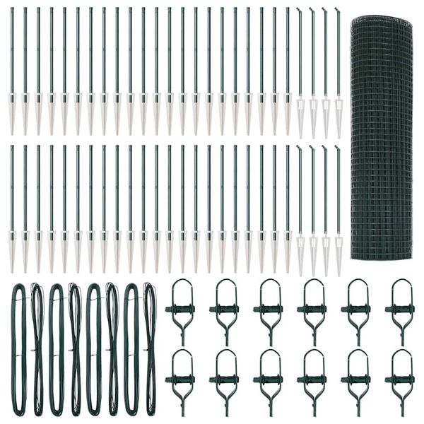 vidaXL Стълб за ограда. Зелен 100 x 1 м (16 x 16 мм мрежа)