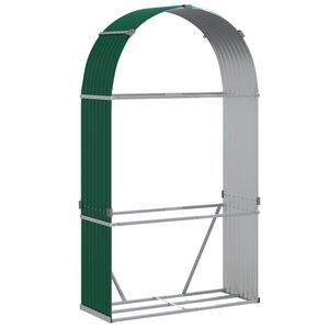 vidaXL Поставка за дърва, зелена, 120x45x210 см, поцинкована стомана