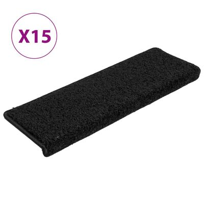 vidaXL Постелки за стъпала, 15 бр, 65x21x4 см, черни