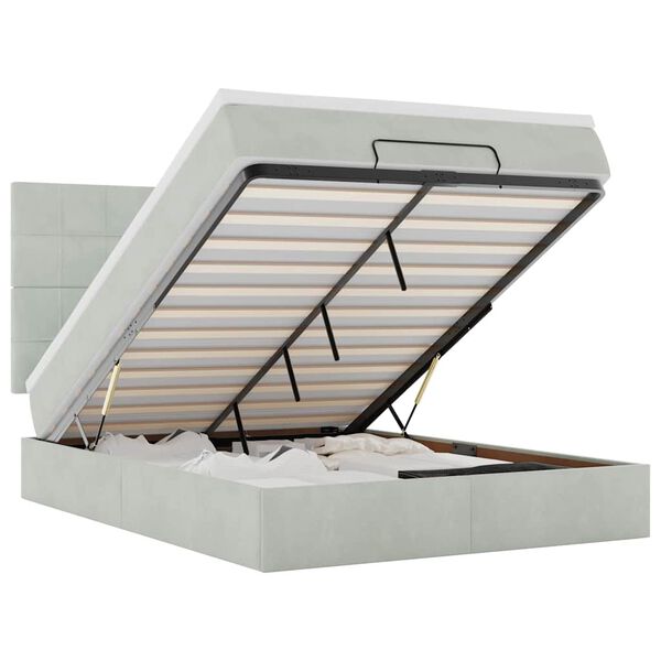 vidaXL Османско легло с матраци Светло сиво 140x200cm кадифе