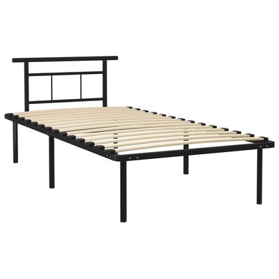 vidaXL Рамка за легло, черна, метал, 100x200 cм