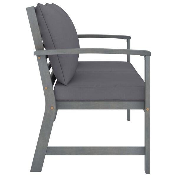 vidaXL Градинска пейка 120 см с тъмносива възглавница, акация масив