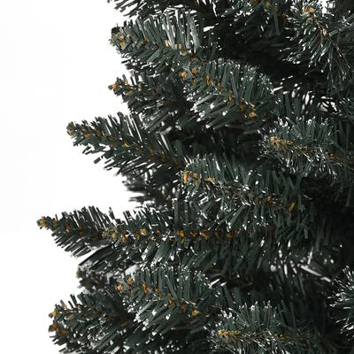vidaXL Изкуствена тънка коледна елха със стойка, зелена, 180 см, PVC