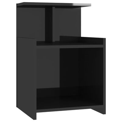 vidaXL Нощни шкафчета, 2 бр, черен гланц, 40x35x60 см, ПДЧ