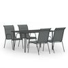 vidaXL Градински трапезен комплект, 5 части, стомана, черен
